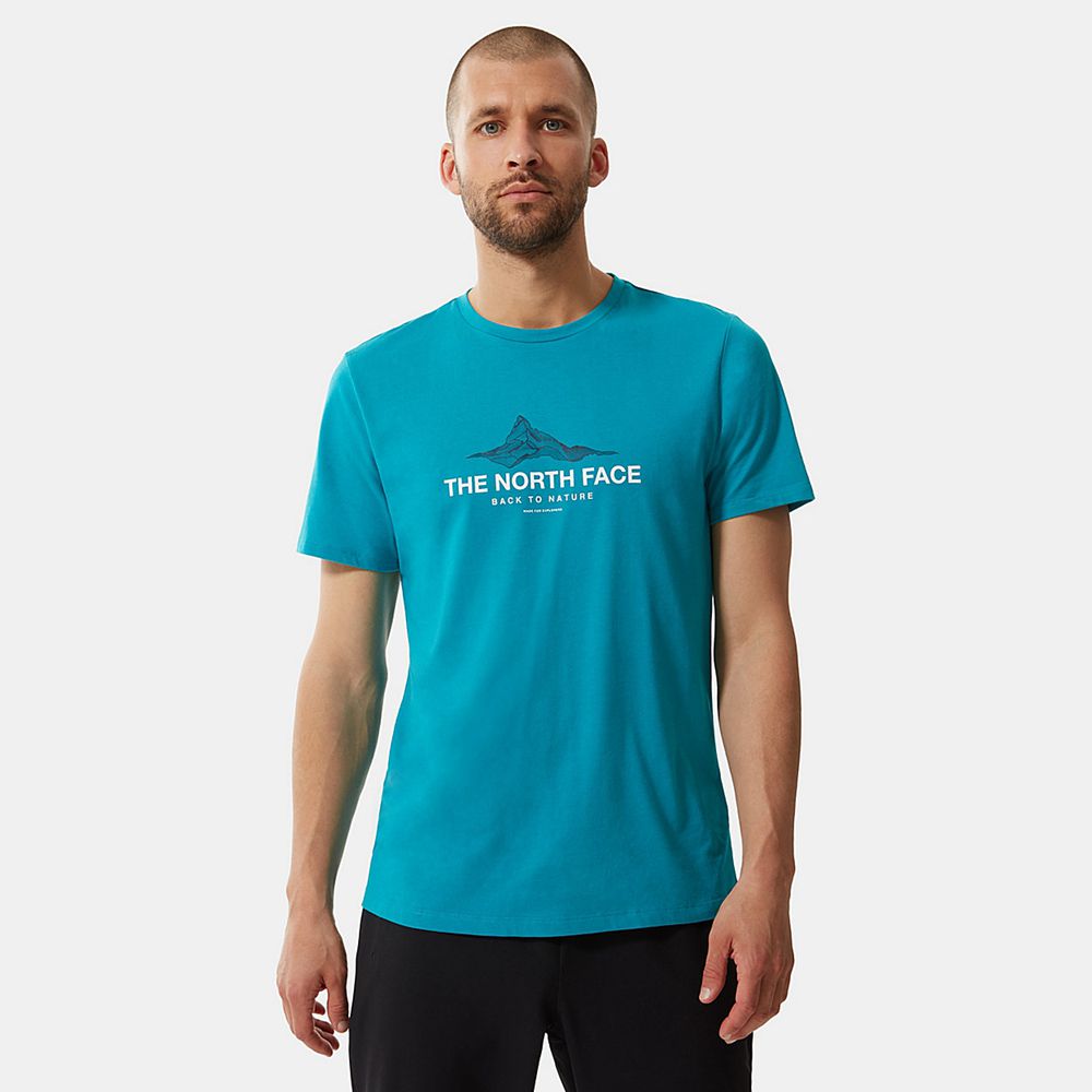 The North Face T-Shirts Mens Australia - The North Face Foundation Graphic Blue Hiking (POD-172953)